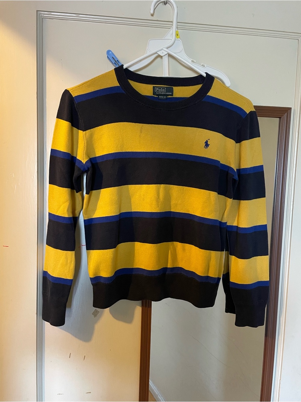 Polo by Ralph Lauren kids Crewneck Stripe Sweater in Yellow & Navy